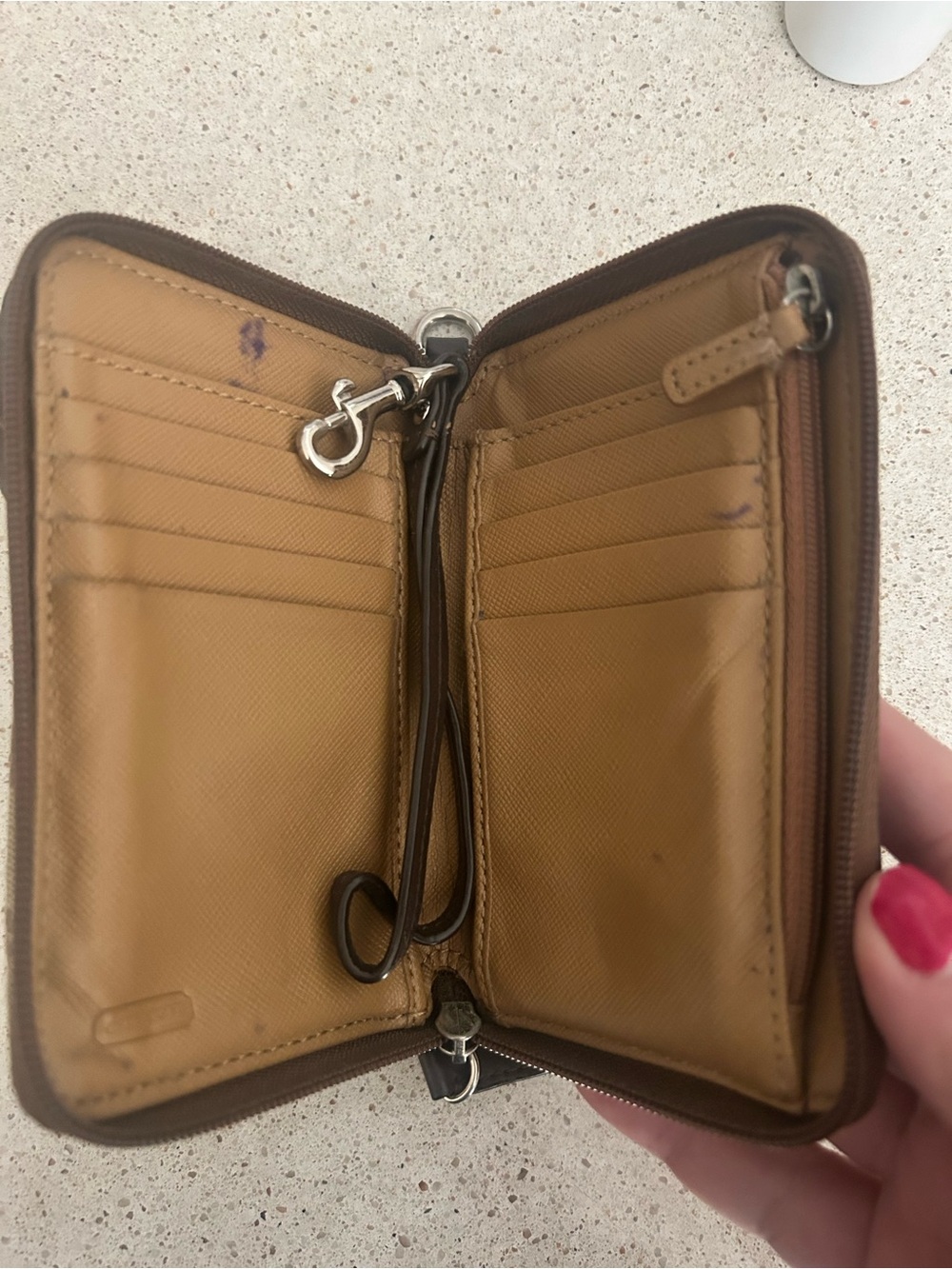 Coach Tan & Brown Signature Canvas Phone Wallet with Turn-Lock - Picture 3 of 4